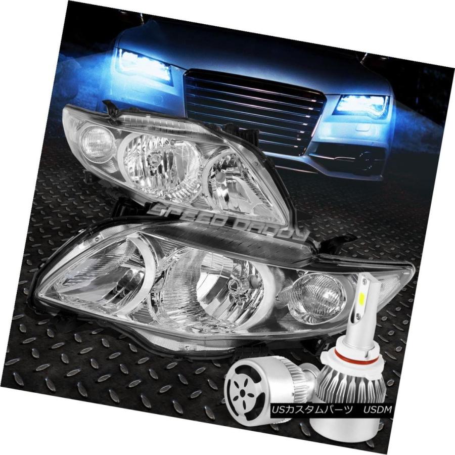 ヘッドライト CHROME HEADLIGHT + CLEA   Rコーナー+ホワイトLED 9006 HIDファン/ 09-