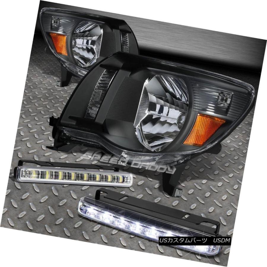 ヘッドライト BLACK HOUSINGアンバーコーナーヘッドライト/ヘッド  05-11タコマ用ランプ+ LEDフォグライト