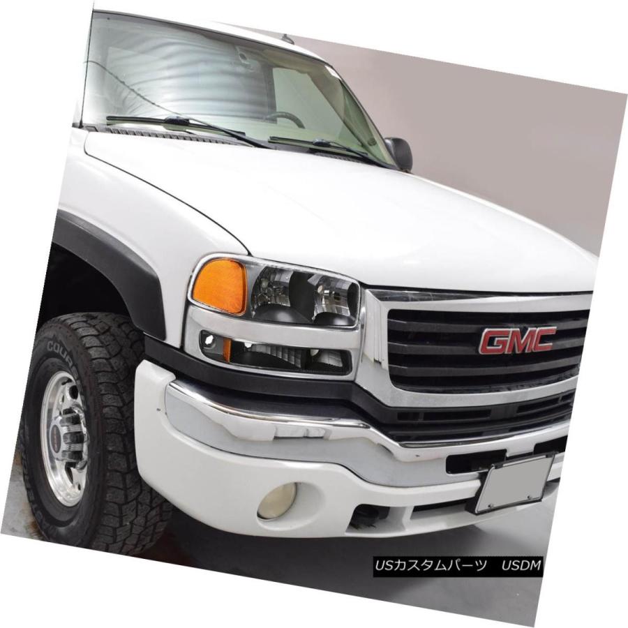 ヘッドライト BLACK HOUSING +アンバーバンパーヘッドライト+ 6000  K KID for 99-06 GMC SIERRAの画像