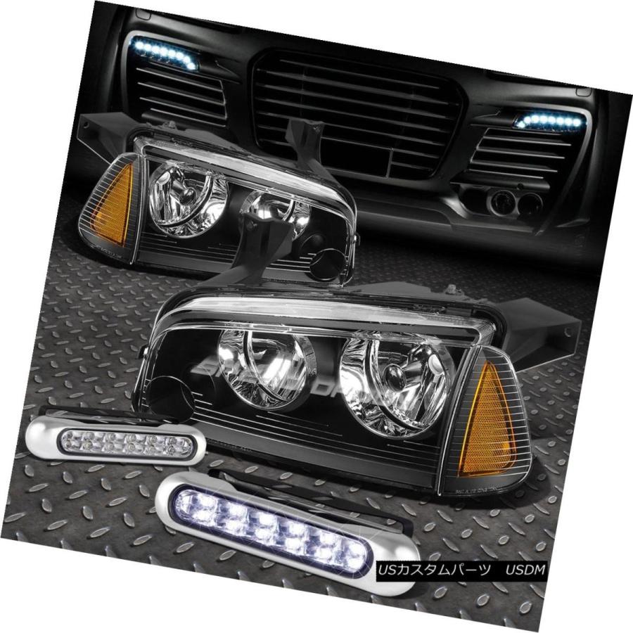 前照灯 BLACK HOUSING HEADLIGHT + AMBE   R隅っこ+ 06-10チャージャー用LEDグ ライト、レンズ-自動車