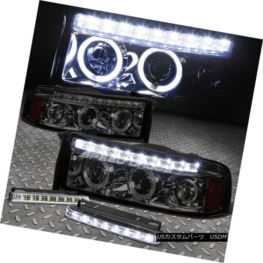 ヘッドライト SMOKED DUAL HALO PROJECTOR + LED 1PCヘッドライト+コーナー 94-02 RAM用ER +
