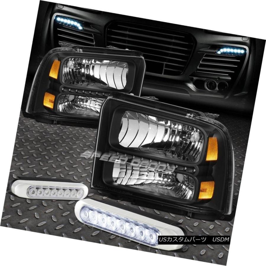 前照灯 BLACK HOUSING LED前照灯+ 05-07 F250 / F350 / F450の利益の8つのLED小料理屋霧照明ランプ B ライト、レンズ-自動車