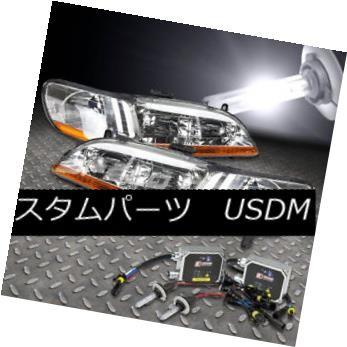 ヘッドライト FITS 98-02アコースティッククロムヘッドライトアンバーランプ+ 9006 BULBS 6000K HID KIT + BALLA