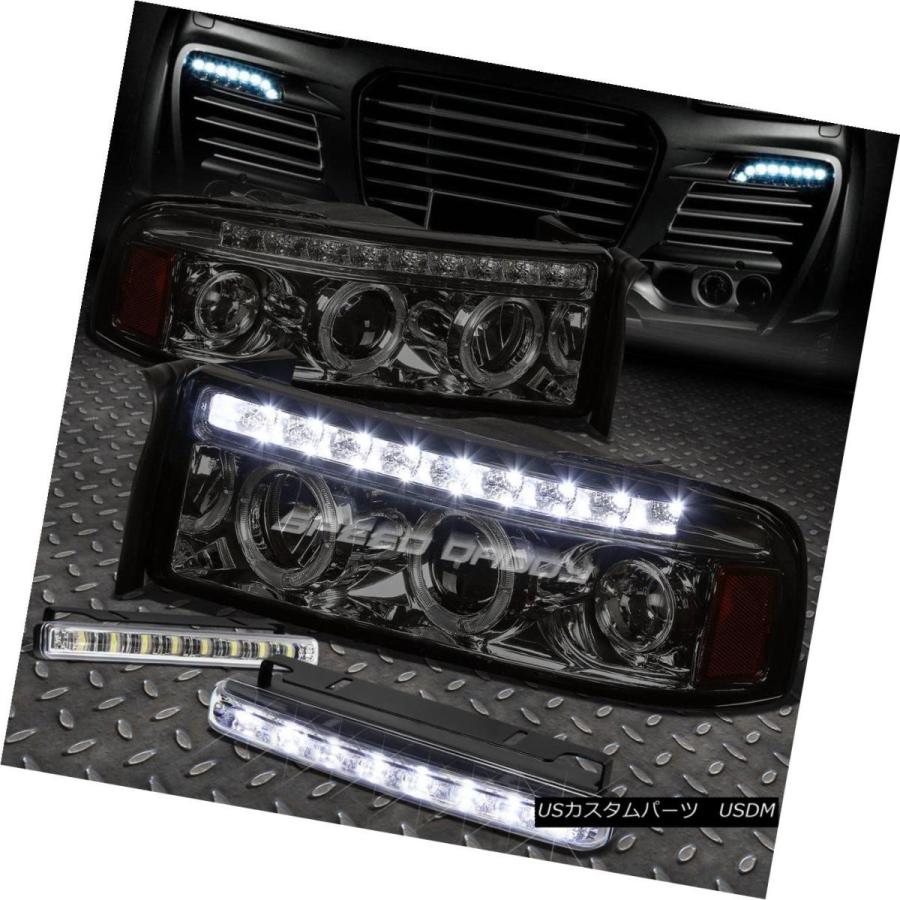 ヘッドライト SMOKED PROJECTOR LEDヘッドライト+コーナー  94-02ドッジRAM用ER + 8 LEDグ