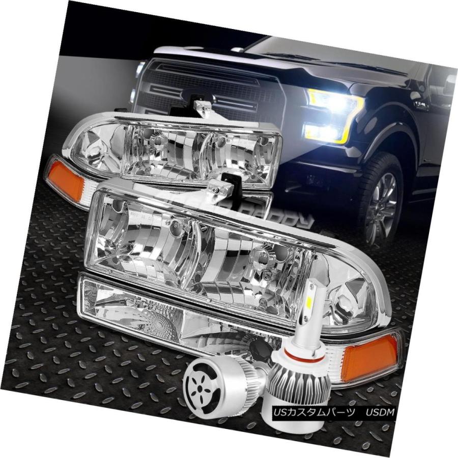 ヘッドライト CHROME HOUSING HEADLIGHT + AMBE   Rシグナル+白色LED 9006 HIDファ