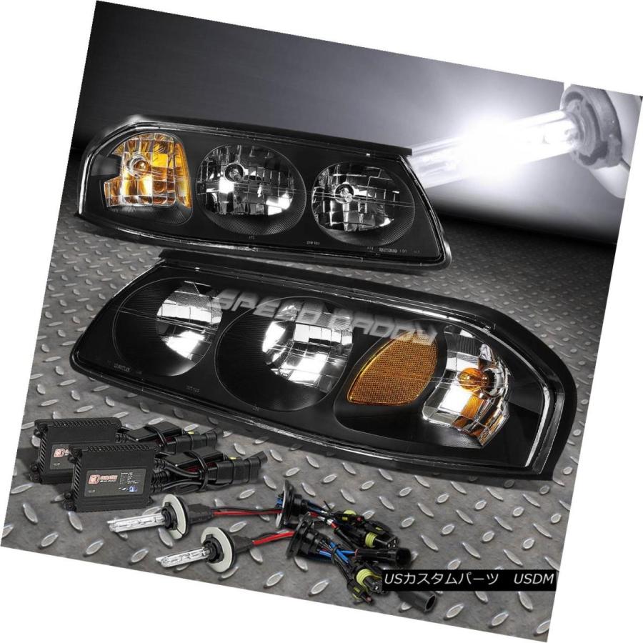 ヘッドライト BLACK 1PCクリアヘッドライト+アンブ  Rコーナー+ 6000KスリムHID 00-05 CHEVY I