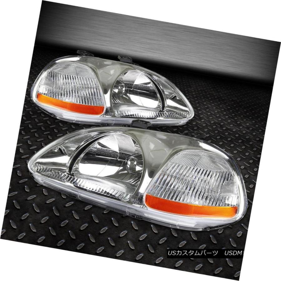 ヘッドライト CHROME HOUSINGヘッドライトアンバーコーナー+イエローレンズOEM FOG LAMP 96-98 CIVIC CHROMEの画像