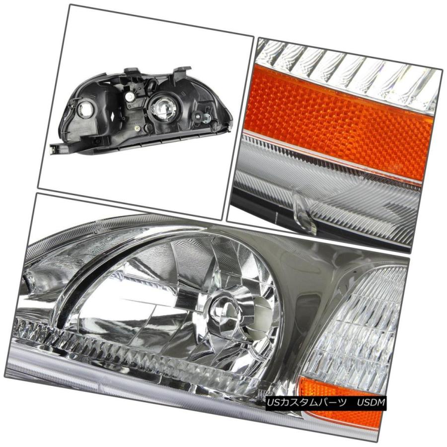 ヘッドライト CHROME HOUSINGヘッドライトアンバーコーナー+イエローレンズOEM FOG LAMP 96-98 CIVIC CHROMEの画像