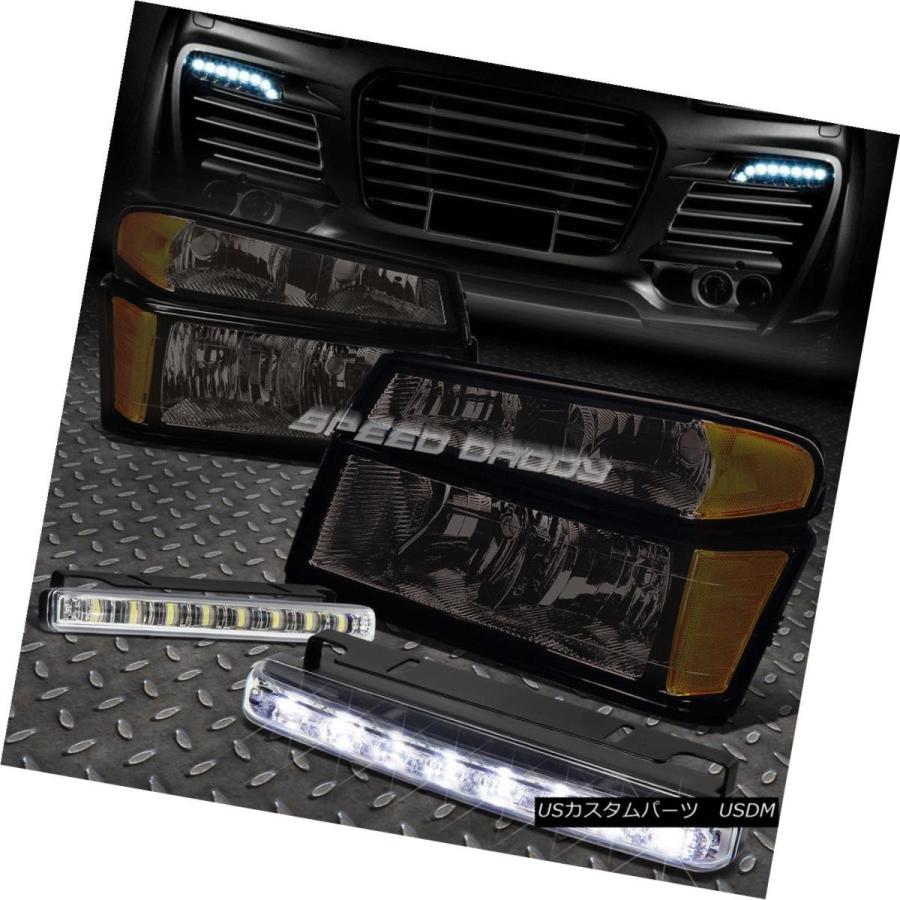 ヘッドライト SMOKED HEADLIGHT + AMBE   Rコーナー+ 04-12コロラド/キャニオン用8 LEDグリ