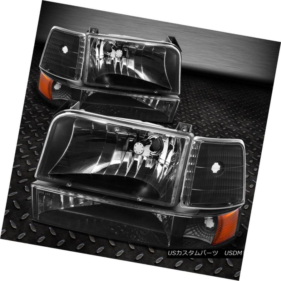 ヘッドライト ブラックレンズヘッドライトアンバーコーナー+ホワイトLED 9007 HID W / FAN 92-96 Fシリーズ BLACK LENの画像