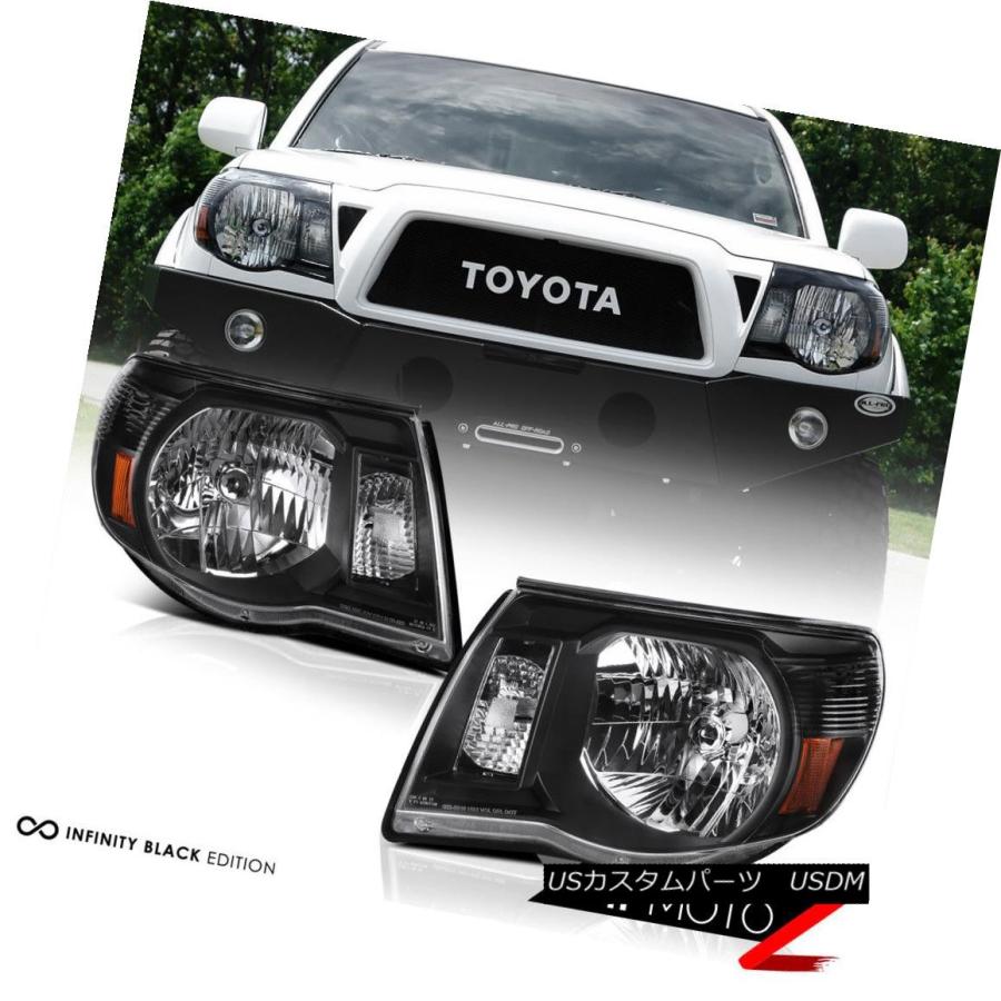 ヘッドライト 05-11トヨタタコマロッソレッドネオンチューブテールブラックヘッドランプ交換LH + RH 05-11 Toyota Tacoma Rの画像