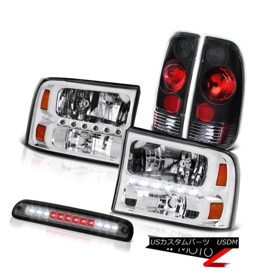 前照灯 クロームヘッドライトルーフ第3ブレーキカーゴLEDブラックテールランプ1999-2004 F250 XLT Chrome HeadLig ライト、レンズ-自動車