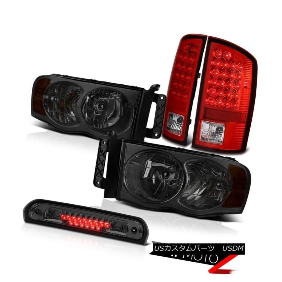 ヘッドライト 着色ヘッドライトL + R赤色LEDブレーキテールライトルーフストップ2002-2005 Ram 2500 Tinted Headlig