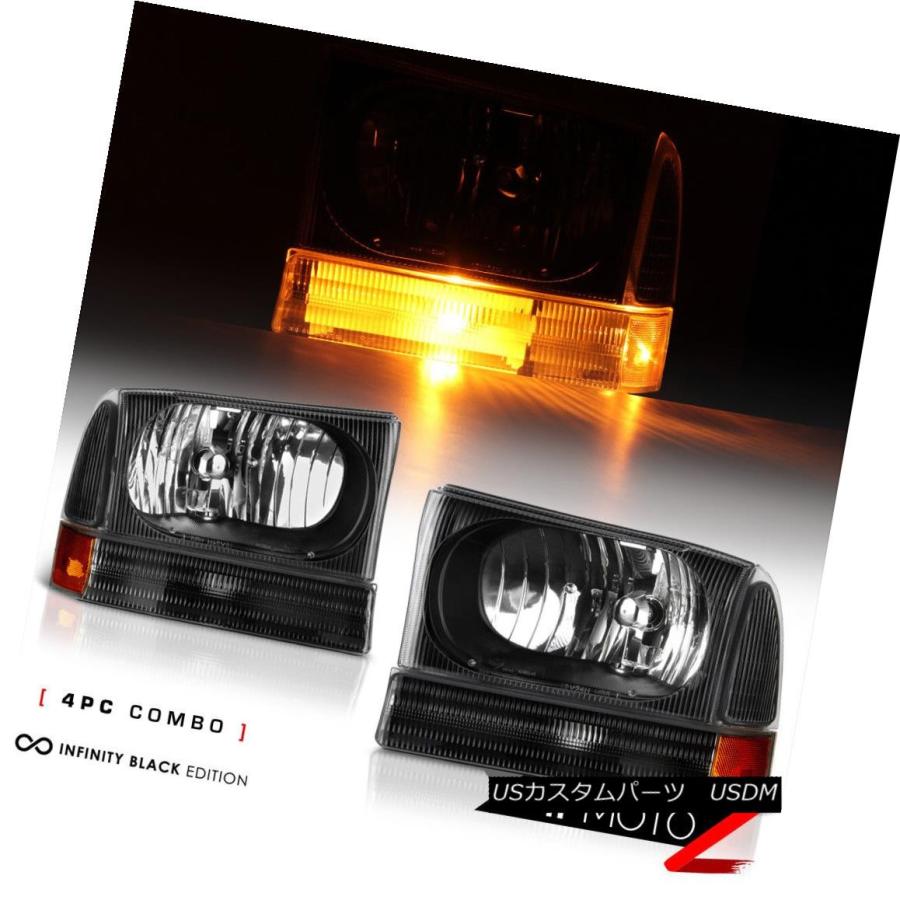 ヘッドライト LH + RHブラックヘッドランプ第3ブレーキカーゴLEDライトテールライト99-04 F250 XL LH+RH Black Headの画像