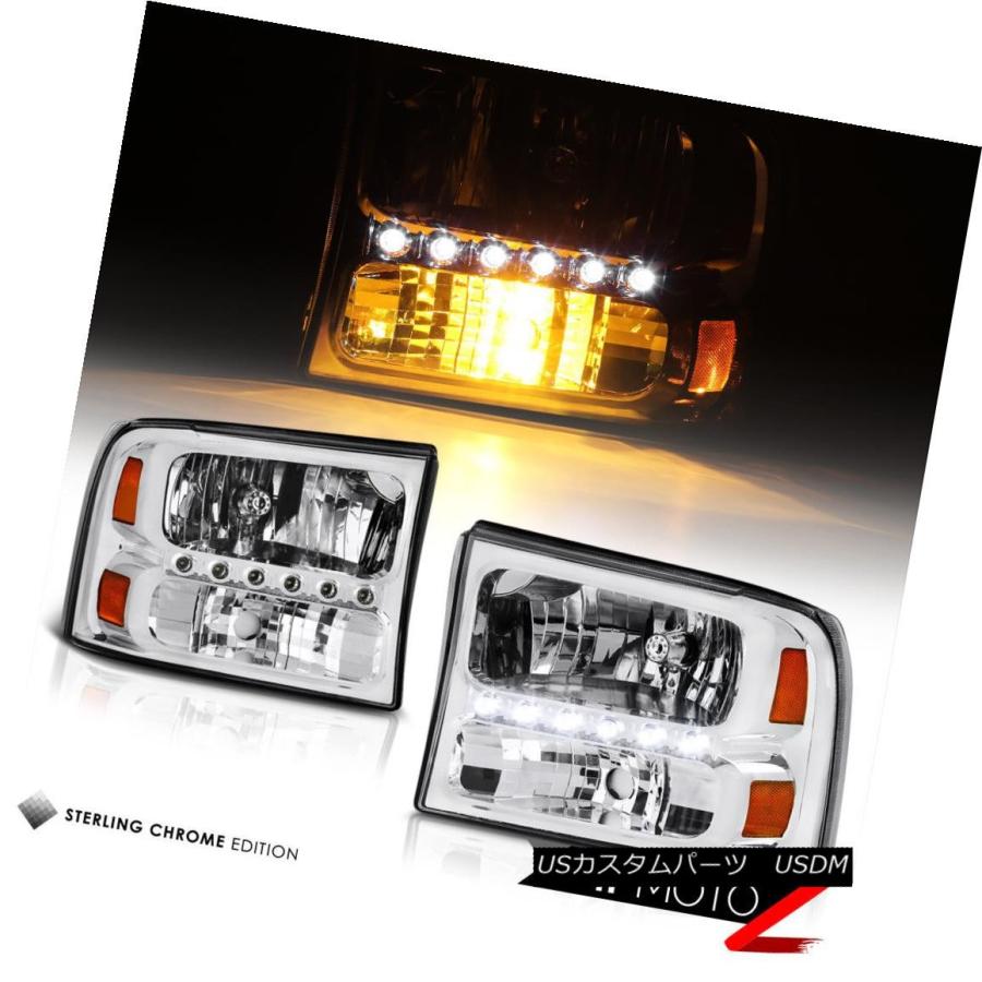 ヘッドライト ペア新しいヘッドライト煙第3ブレーキLED恥ずかしそうな黒TailLight 99-04 F250 7.3L Pair New Headの画像