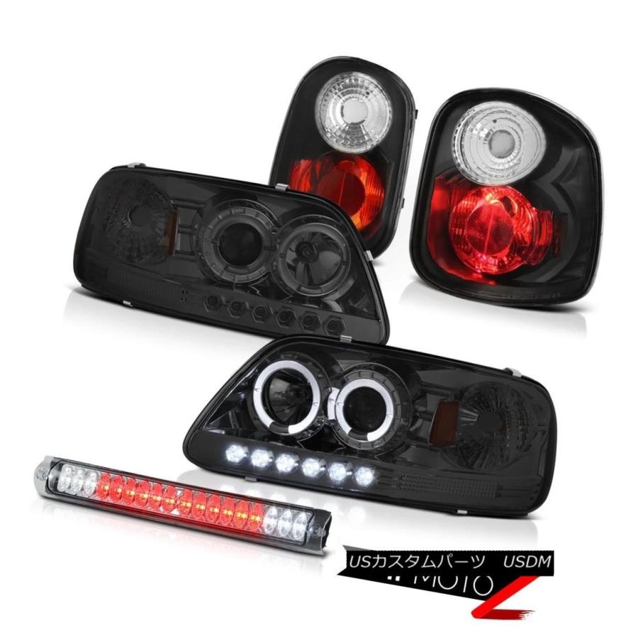ヘッドライト スモークDRLヘッドライトブラックリバーステールライトLED 1997-2000 F150フラレイド5.4L Smoke DRL Hea