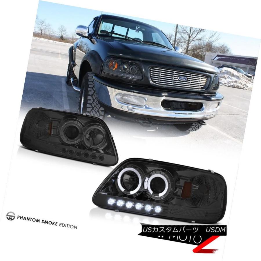 ヘッドライト スモークDRLヘッドライトブラックリバーステールライトLED 1997-2000 F150フラレイド5.4L Smoke DRL Heaの画像
