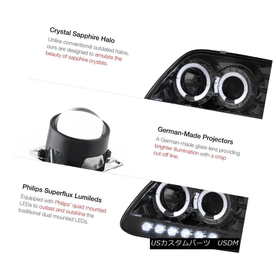 ヘッドライト スモークDRLヘッドライトブラックリバーステールライトLED 1997-2000 F150フラレイド5.4L Smoke DRL Heaの画像