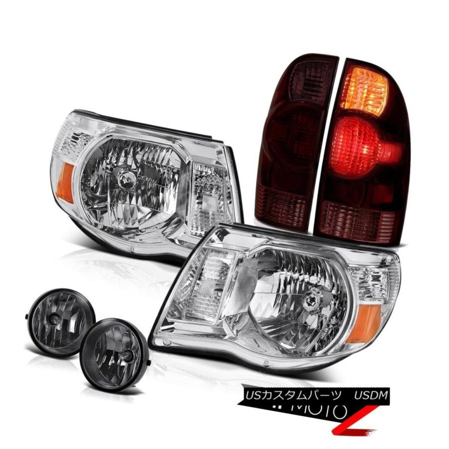 前照灯 05-11トヨタタコマ4X4石墨煙テールランプユーロクロームヘッドランプフォグランプ 05-11 Toyota Tacoma 4 自動車-ライト、レンズ-その他ライト
