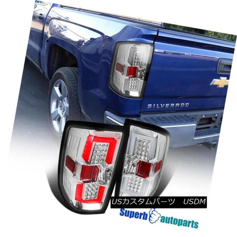 テールライト 14-17 Chevy SilveradoクロームLEDテールライトリアブレーキランプLEDバーペア 14-17 Chevy Silve