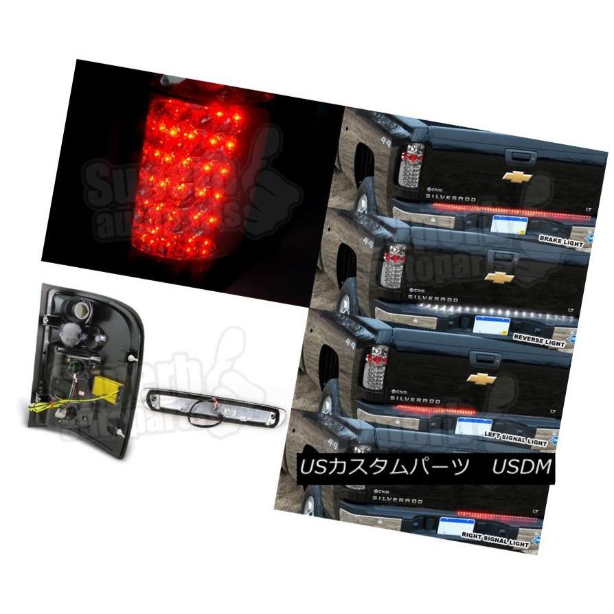 テールライト 07-12 Chevy SilveradoブラックLEDテールライト+ 3番ブレーキランプ+ 60インチテールゲートバー 07-12 Cの画像