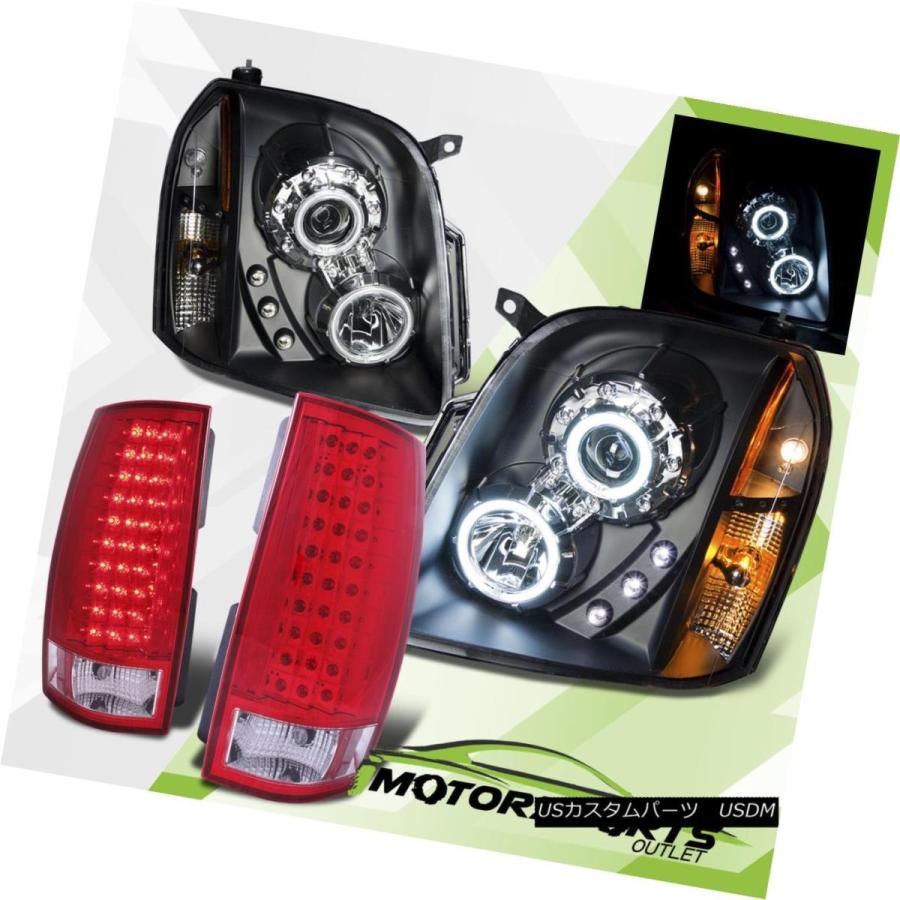テールライト 2007-2013 Yukon / Denali Black CCFL Haloプロジェクターヘッドライト/ LEDレッドテールライト
