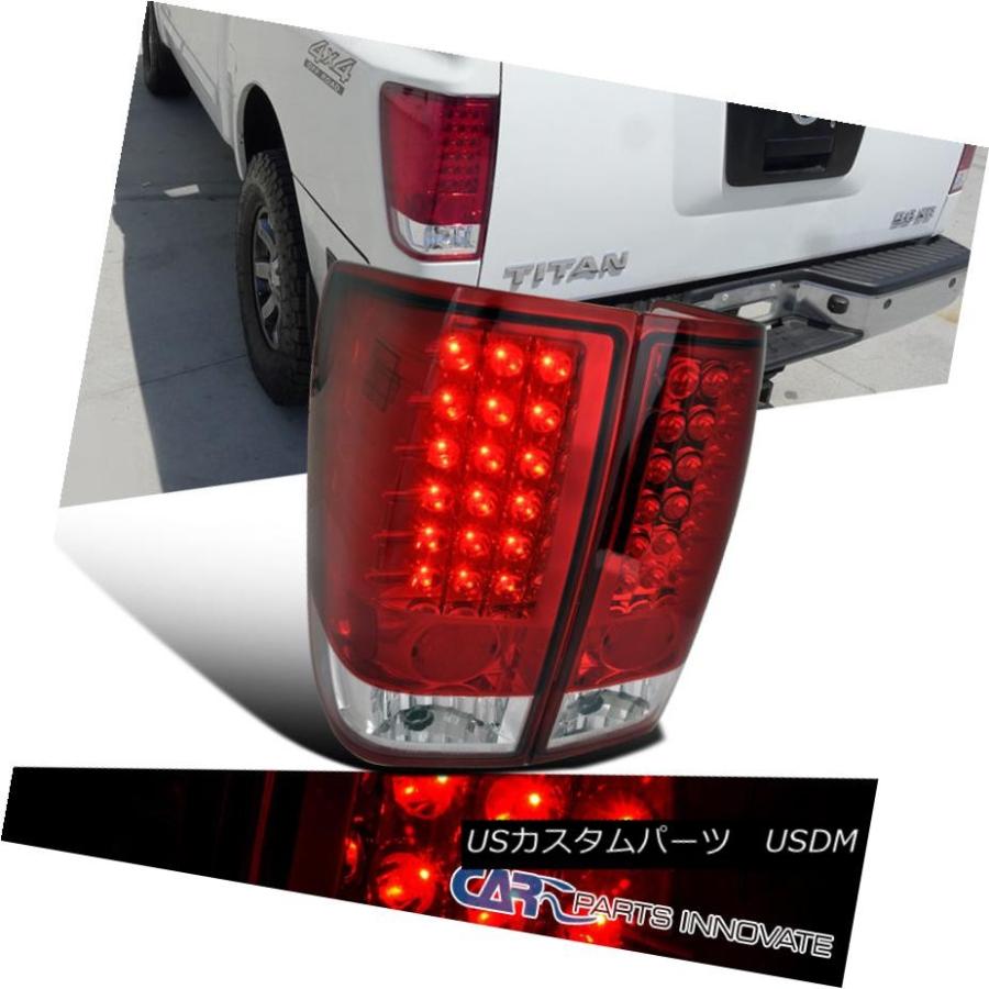 テールライト 日産用04-13タイタンLEDテールライトブレーキストップリアランプレッドクリア For Nissan 04-13 Titan LED