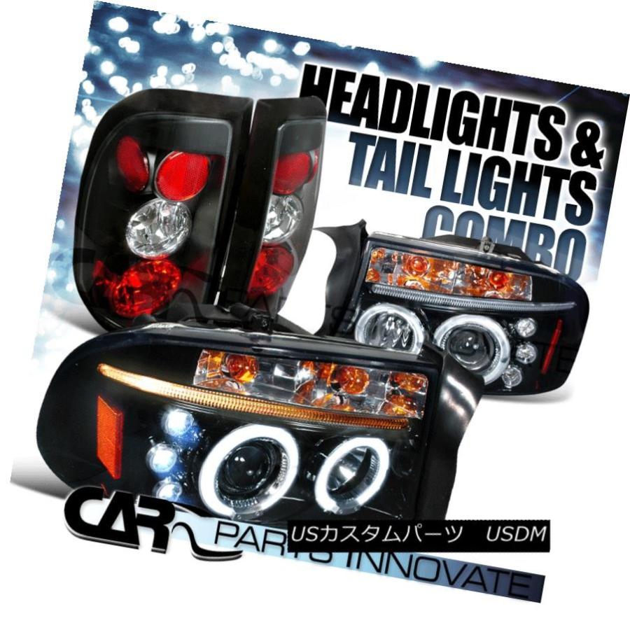テールランプ Glossy Black 97-04 Dodge Dakota Halo LED映写機前照灯+ Bla  \u003c/ 自動車-車、バイク、自転車