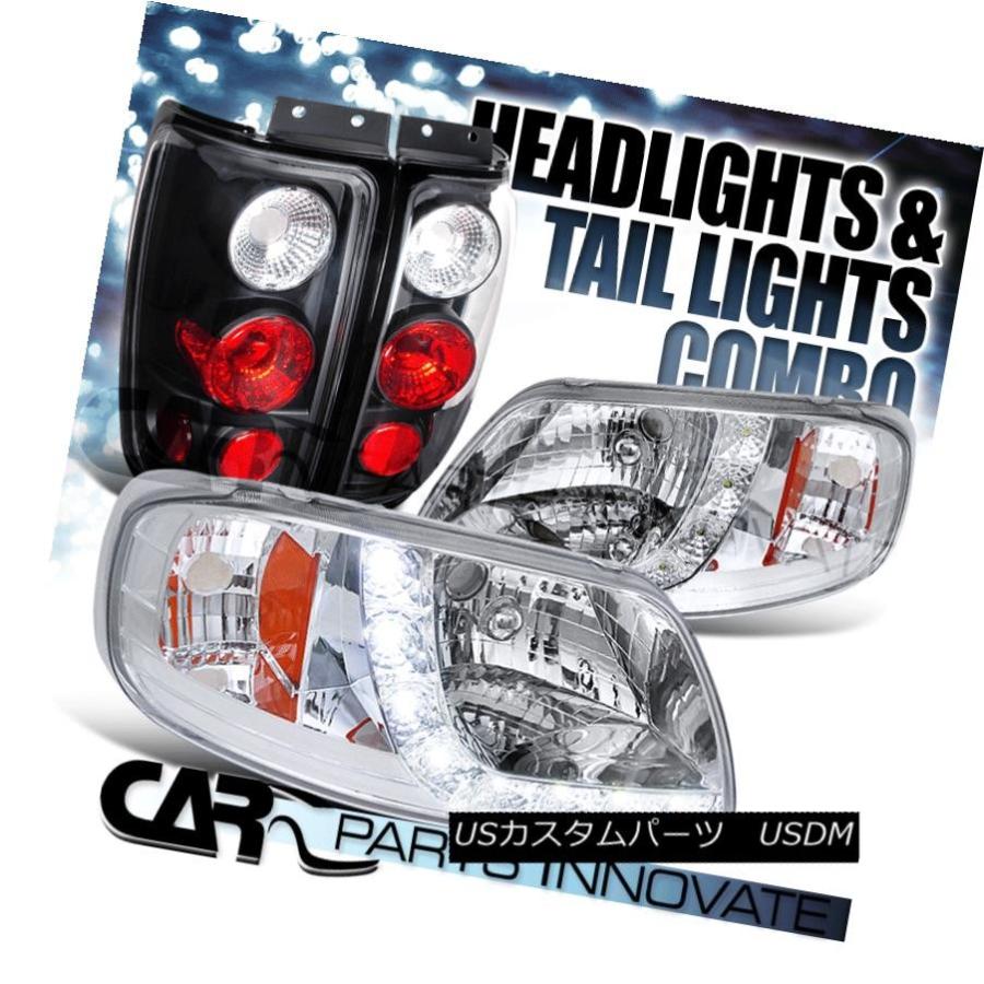 テールライト 97-02 Ford ExpeditionユーロSMD LED DRLクロームヘッドライト+ Bla  ckテ