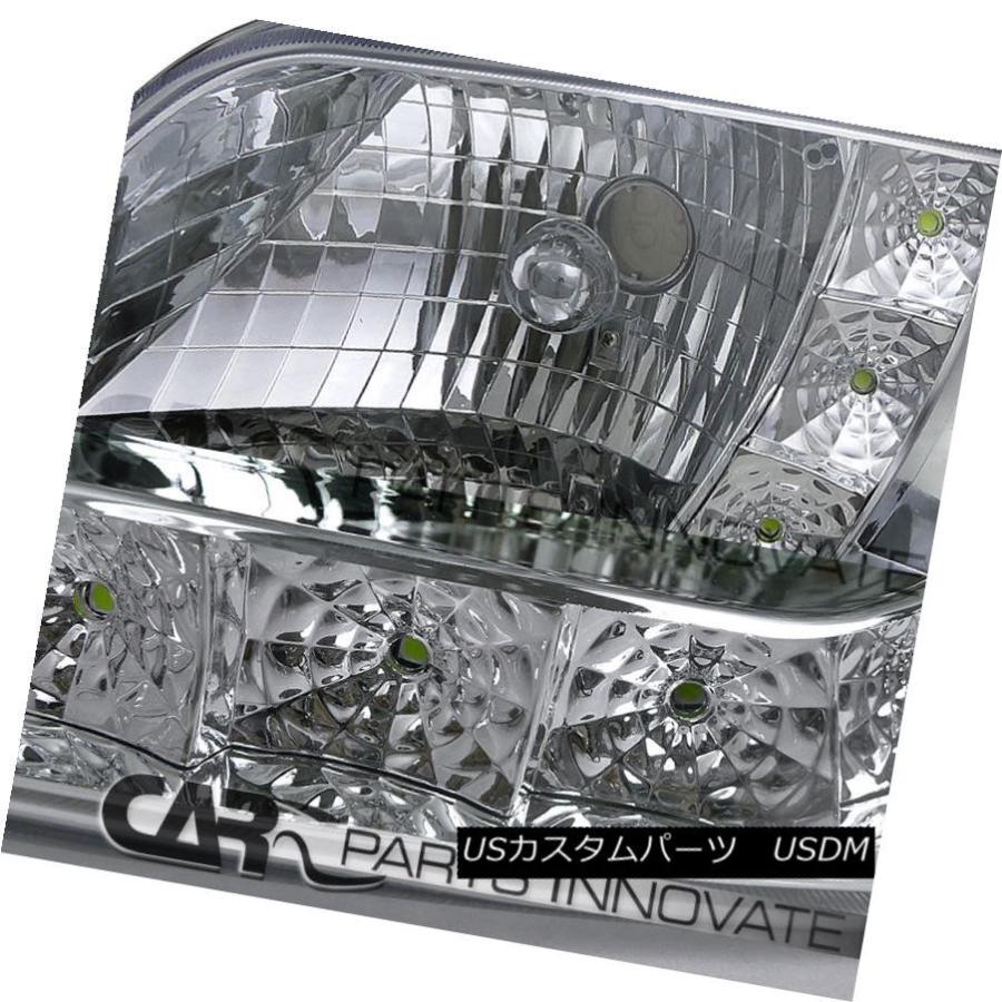 テールライト 97-02 Ford ExpeditionユーロSMD LED DRLクロームヘッドライト+ Bla  ckテの画像