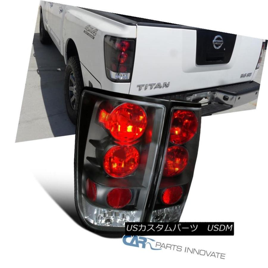 テールライト 2004年?2013年日産タイタンブラッククリアテールライトリアブレーキランプ左+右 For 2004-2013 Nissan Tita