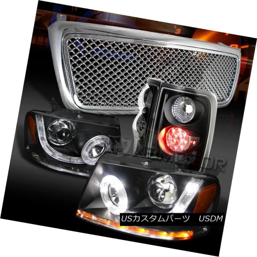 テールランプ 04-08 F150黒いことSMD LED映写機前照灯+ LED尾っぽ照明ランプ+クロムメッシュグリル 04-08 F150 その他ライト-自動車