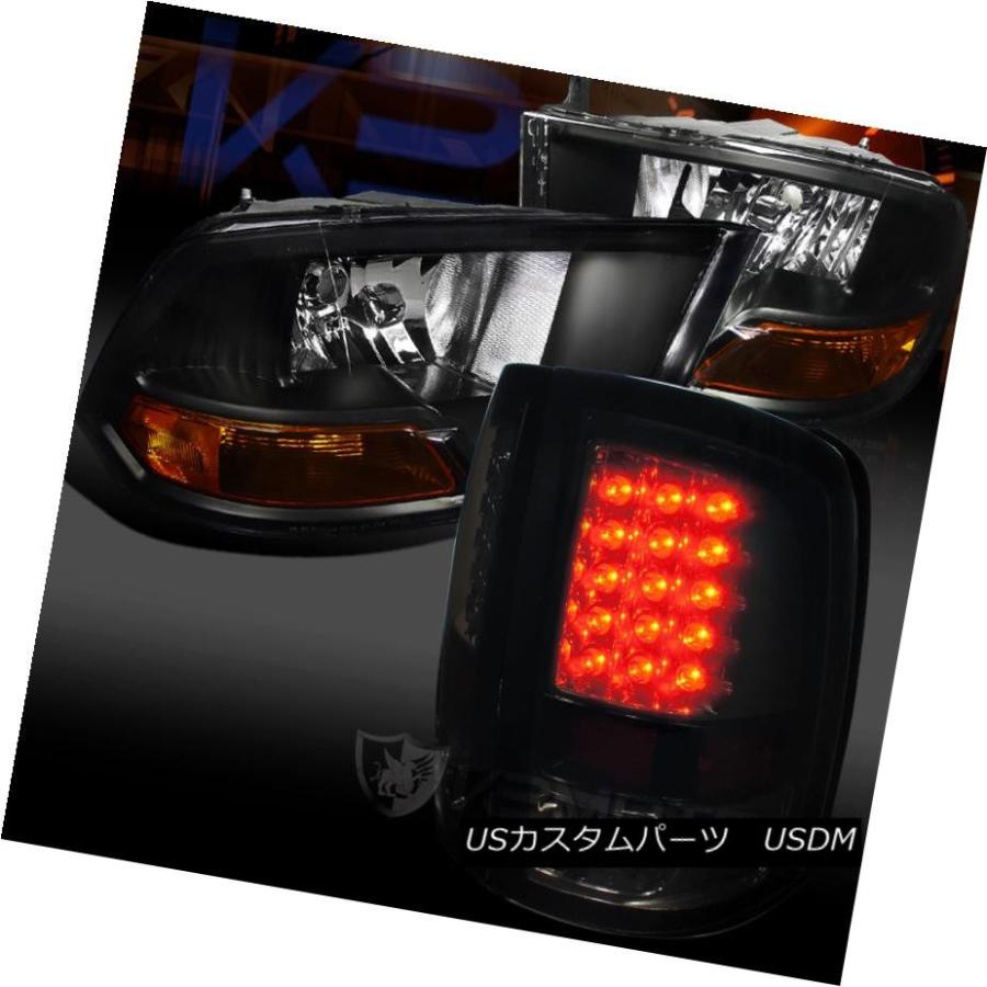 テールライト 09-17ダッジラムブラックハウジングヘッドライト+スモークLEDテールライト 09-17 Dodge Ram Black housin