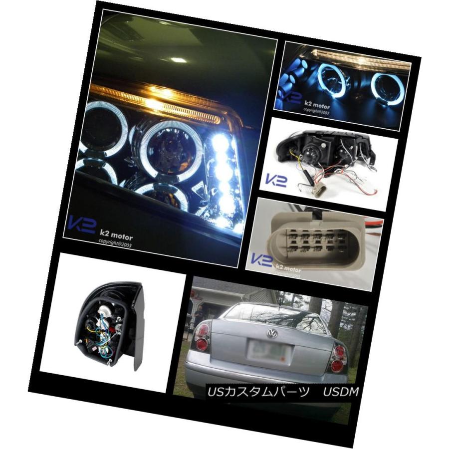 テールライト 01-05 VW Passat 4DrブラックハローLEDプロジェクターヘッドライト+テールランプ4pc For 01-05 VW Paの画像