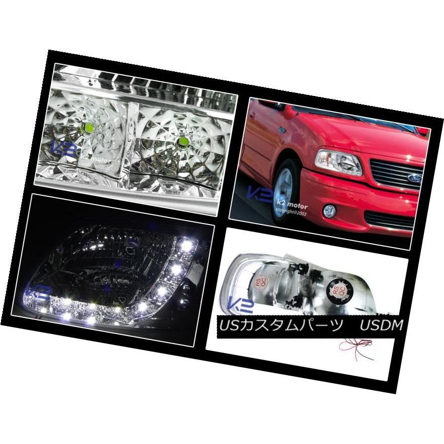 テールライト 97-03 F150 Styleside Chrome SMD LED DRLヘッドライト+ Bla  ckの画像