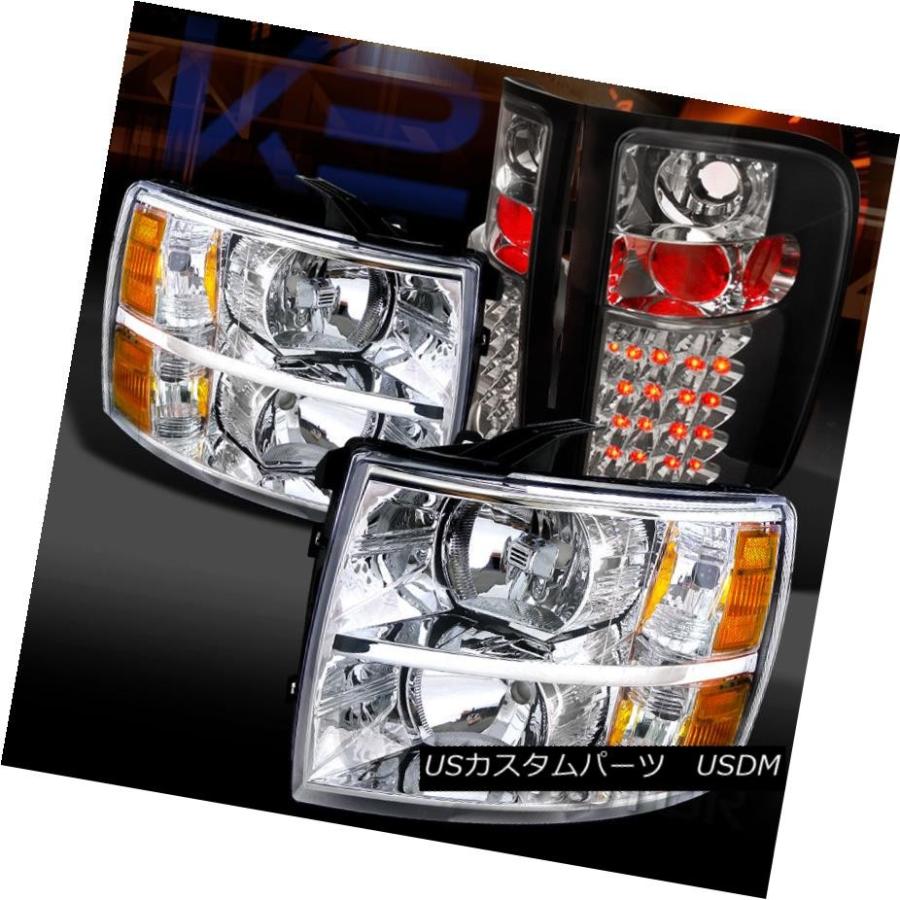 テールライト 07-14 Silverado 1500 2500HD 3500HDクロームヘッドライト+ Bla  ck L