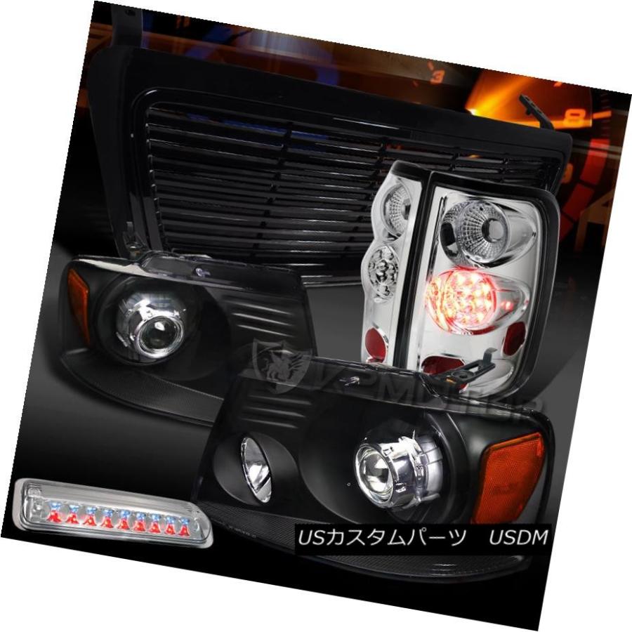 テールライト 04-08 F150ブラックプロジェクターヘッドライト+ Chr  ome LEDテール第3ブレーキランプ+グ