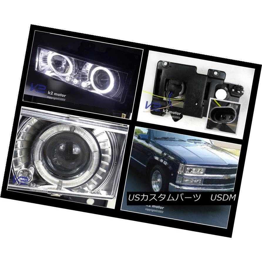テールライト 88-98 Chevy C / KピックアップChrome Halo LEDプロジェクターヘッドライト+ Bla  </ wbの画像