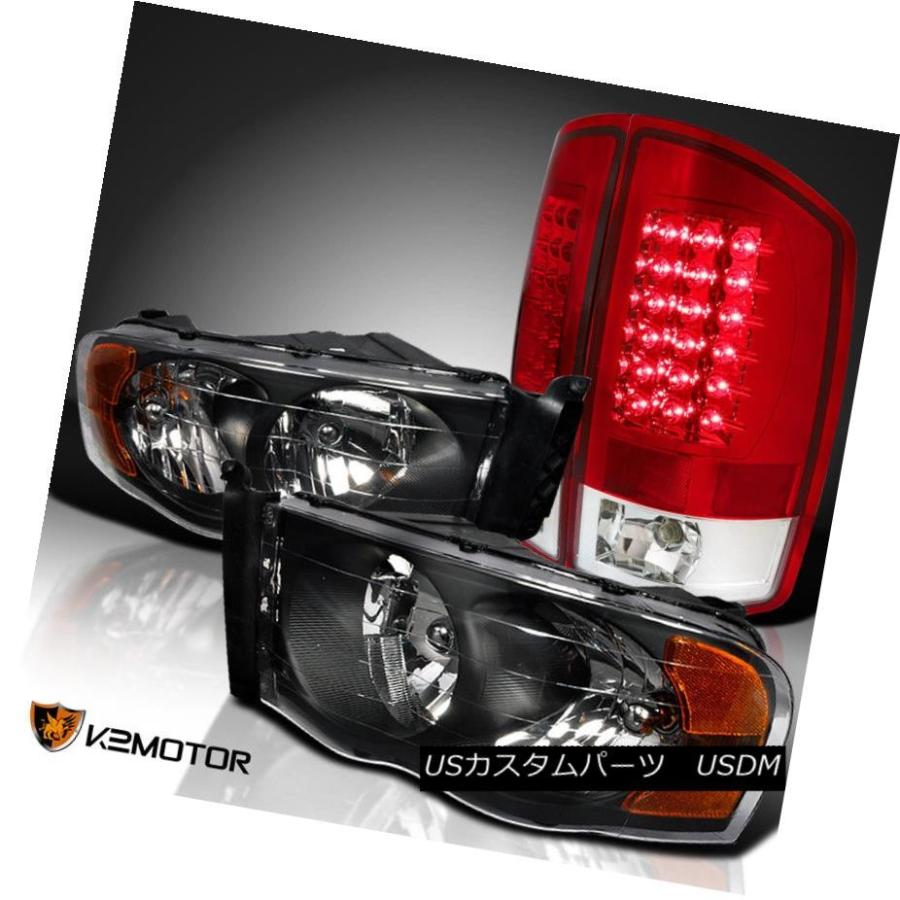 テールランプ 02-05 Dodge Ram 1500/2500/3500ブラックダイヤモンドヘッドライト+赤いことLEDテールランプ上端 02-05
