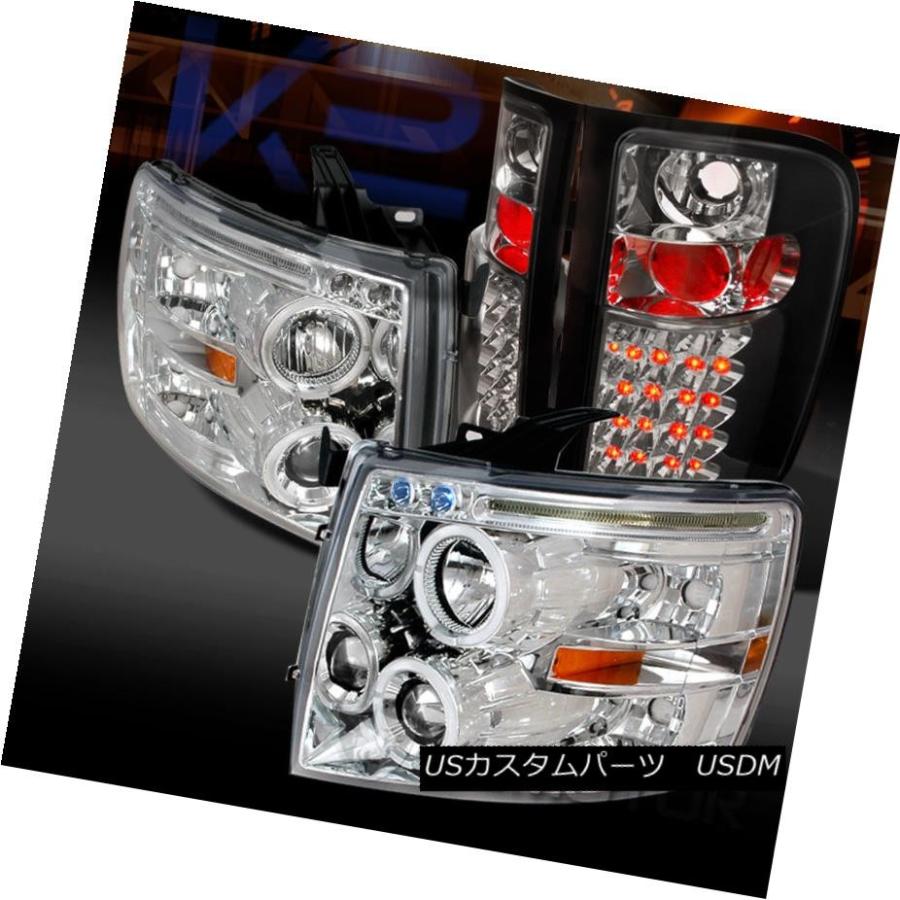 テールライト 07-14 Chevy Silverado 1500 Chrome Haloプロジェクターヘッドライト+ Bla  </ wb