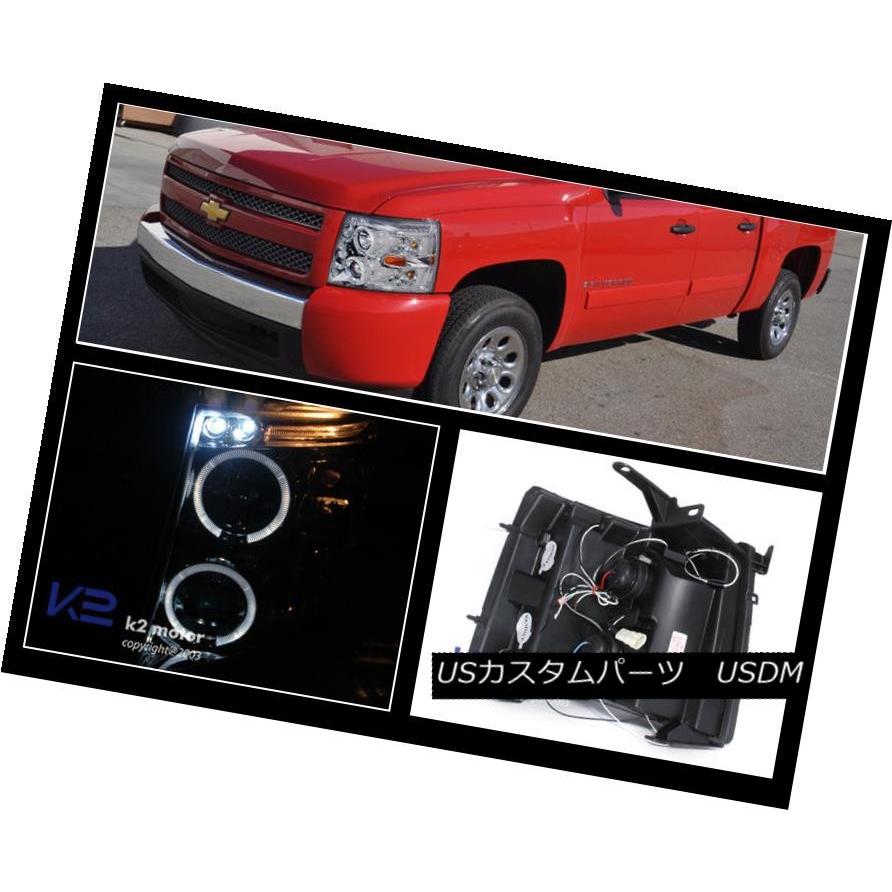 テールライト 07-14 Chevy Silverado 1500 Chrome Haloプロジェクターヘッドライト+ Bla  </ wbの画像