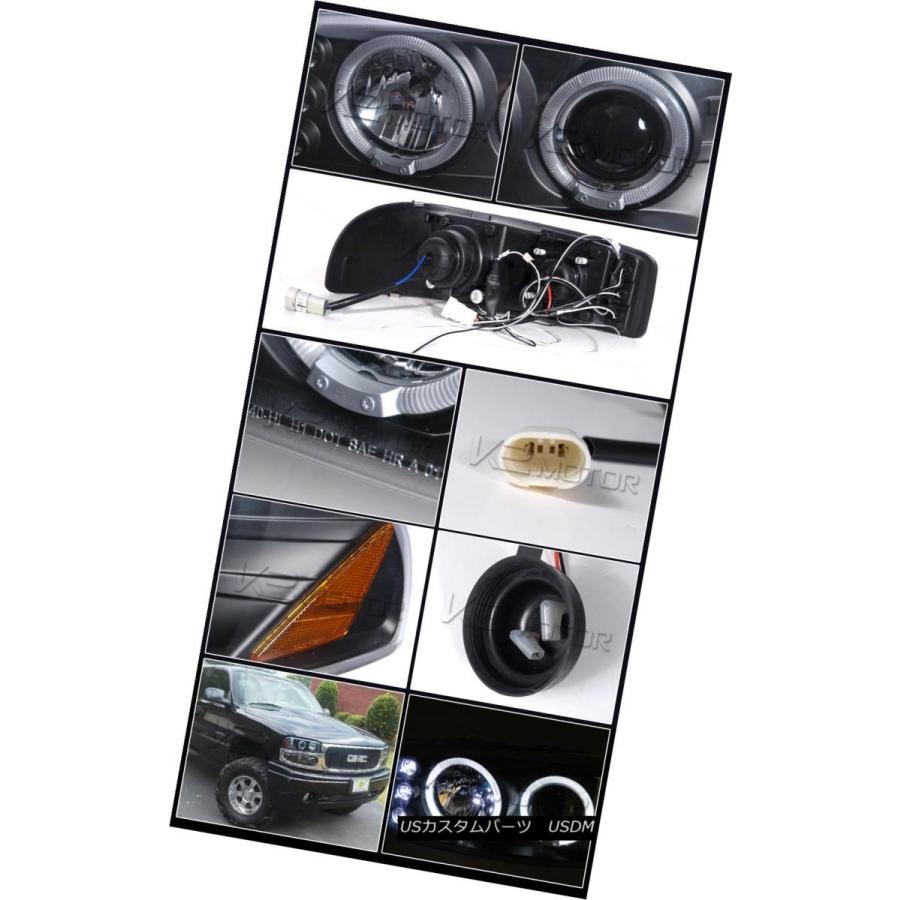 テールランプ 99-03 GMC Sierra Black LEDハロープロジェクターヘッドライト+ Smo  keリアテー