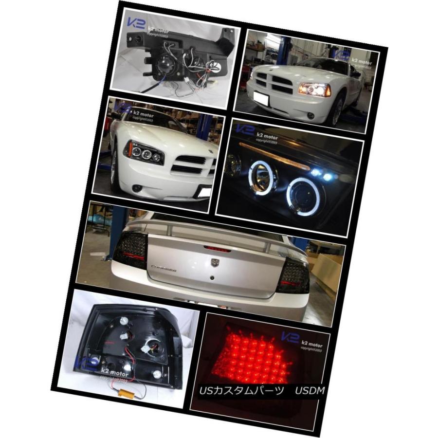 テールライト 06-08 Charger Haloプロジェクターヘッドライトブラック+コーナーランプ+ LEDスモークテールランプ 06-08 Chaの画像
