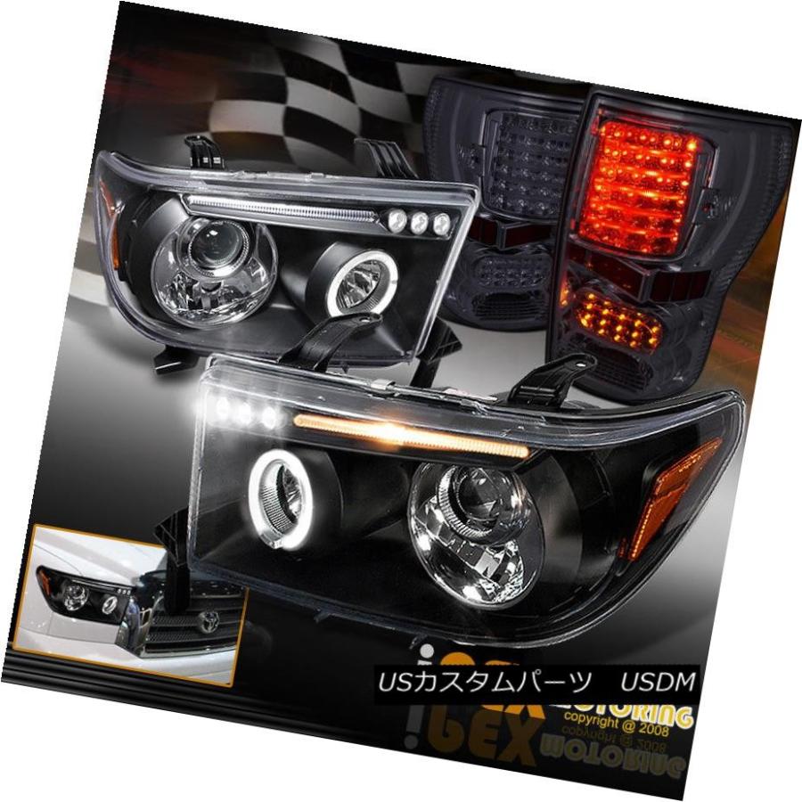 テールランプ 2007-2013トヨタトンドラハロープロジェクターブラックヘッドライト+ LED SMokeテールランプ 2007-2013 Toyo 車、バイク、自転車-その他ライト