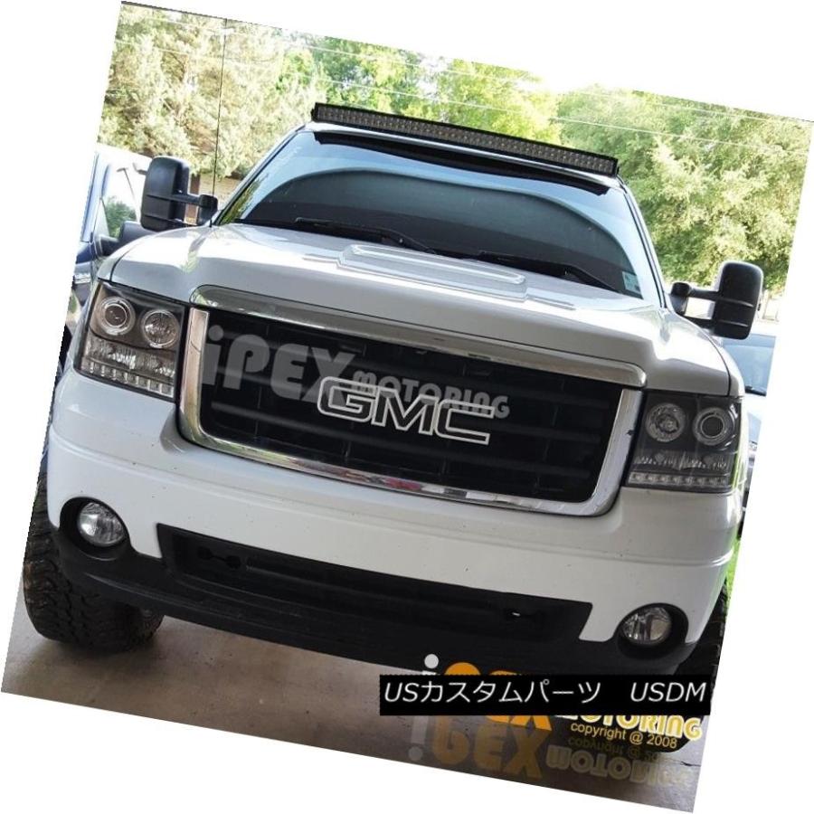 テールライト 2007-2013 GMC Sierra Haloプロジェクターダークブラックヘッドライト+スモークLEDテールライト 2007-201の画像