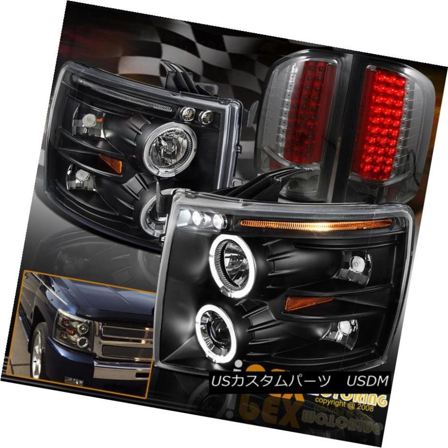 テールライト シボレー2007-2014シルバラードハロープロジェクターブラックヘッドライト+ウルトラLEDテールライト Chevy 2007-201