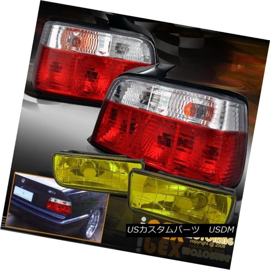 テールライト 1992-1998 BMW E36 3シリーズ4Drセダンユーロレッドクリアテールライト+イエローフォグランプ 1992-1998 BM
