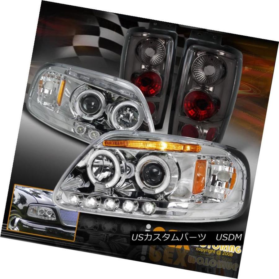 テールライト 1997-2002フォード遠征ヘイロープロジェクターLEDクロームヘッドライト+煙テールライト 1997-2002 Ford Exped