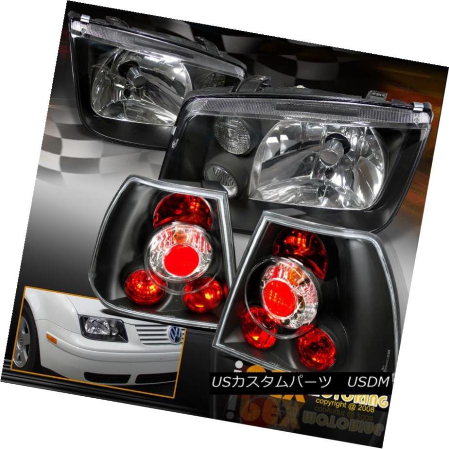 テールライト 1999-2005 VWジェッタMK4 MK-4ボラスタイルユーロブラックヘッドライト+ブラックテールライト 1999-2005 VW