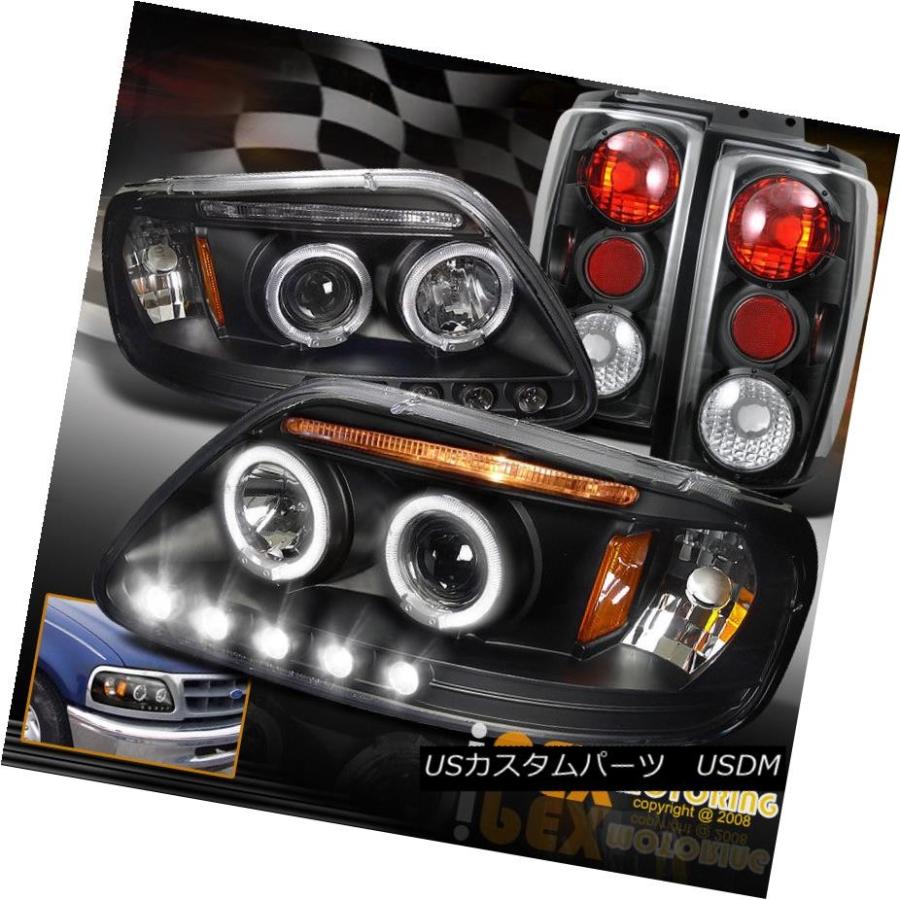 テールライト NEW 1997-2002 Ford Expedition Halo LEDプロジェクターブラックヘッドライト+テールライト NEW 1